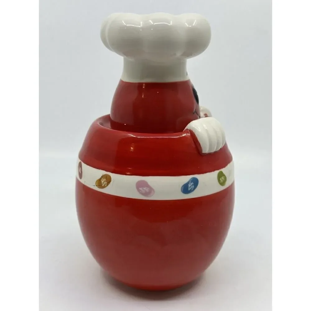 Jelly Belly Candy Jar Ceramic Chef Canister Red White 2006‎ Vintage Style